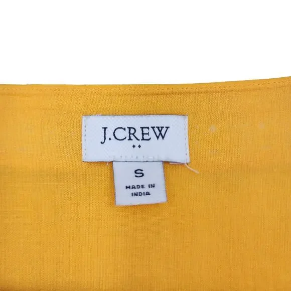 J. Crew Factory Cotton V-Neck Mini Dress Pockets in Marigold Size Small - Picture 4 of 7